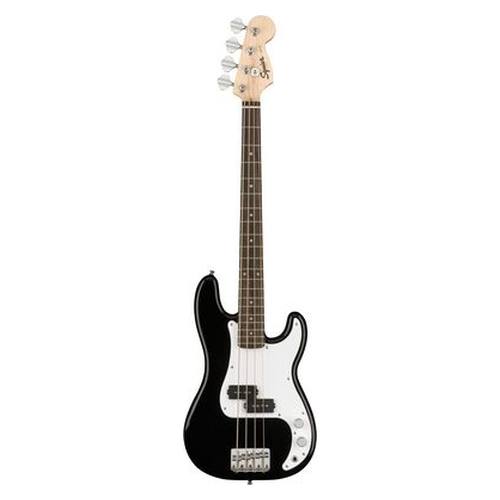 Squier Mini Precision Bass in black with laurel fingerboard and white pickguard